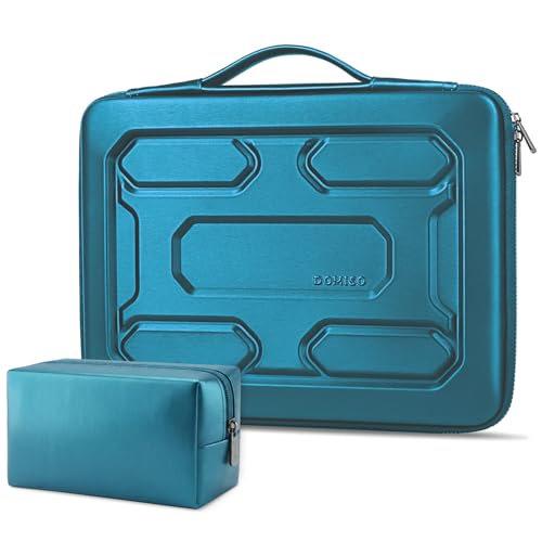 DOMISO Laptop Hard Case 14-14.4 inch Waterproof Shockproof Hard Shell Laptop Sleeve with Handle & Storage Pocket, Compatible with MacBook, HP, Dell, Teal - color: Teal, size: 14 inch