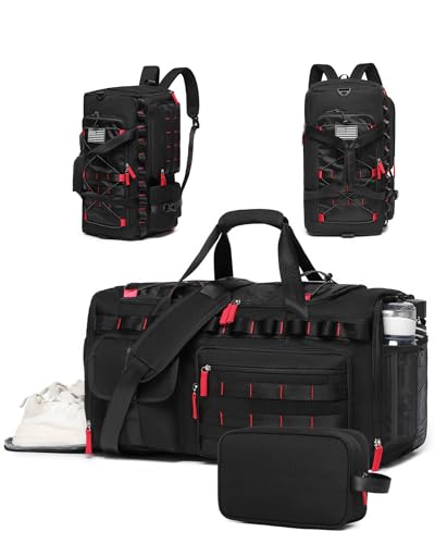 MCBD Gym Bags for Men & Women, 45L Travel Duffle Sports Backpack with Shoes & Laptop Compartment, Large Workout Carry On Bag Weekender Overnight Tote, Black - color: Black