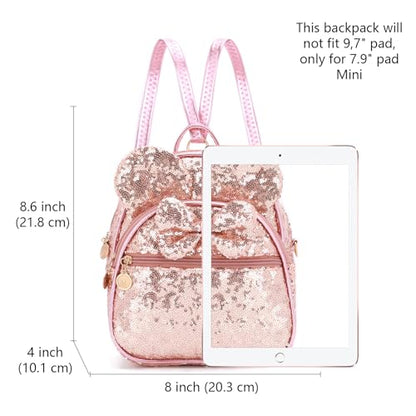 KL928 Girls Mini Backpack Bowknot Polka Dot Cute Small Daypacks Convertible Shoulder Bag Purse for Women - color: Fluorescent Pink-01