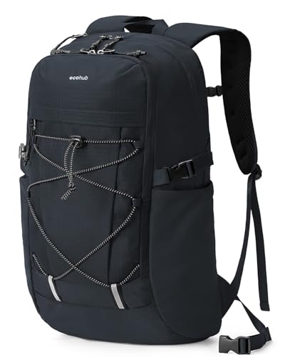 ECOHUB Hiking Backpack 30L Travel Backpack Lightweight Casual Daypack Water Resistant Camping Bag Outdoor Sports Back pack for Men Women - color: Black