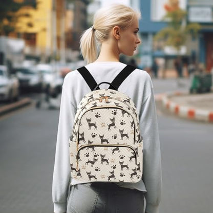 Black Dog Paw Print Mini Backpack Purse for Women Shoulder Bag Fashion Daypack Ladies Handbag Lightweight Travel Bag Rucksack - color: Black Dog Paw Print, size: Small