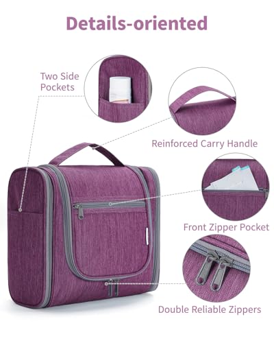Narwey Large Hanging Travel Toiletry Bag for Women, Makeup Cosmetic Bag - color: AA-Purple, size: Large