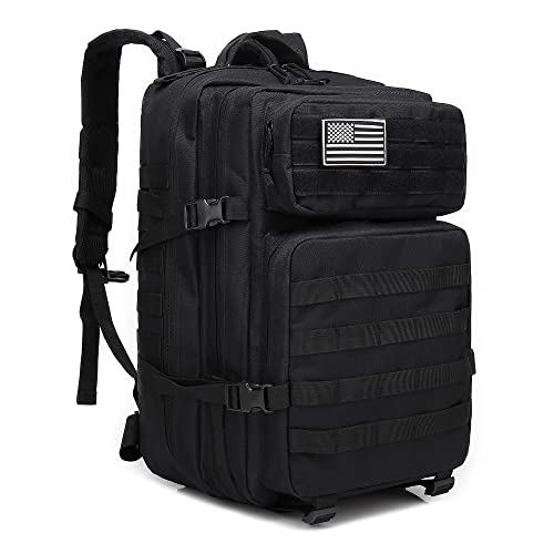 Lovelinks21 Hiking Daypacks Assault Backpack Waterproof Motorcycle Backpack Bug Out Pack Rucksack for Outdoor Hiking - color: Black