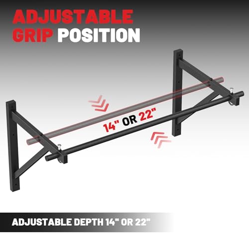 PAPABABE Wall Mounted Pull Up Bar, Chin Up Bar, Strength Training Pull-Up Bars Chin Up Bars for Home Gym - style: 52 inch