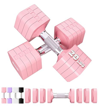 15LB 20LB 30LB 40LB 50LB Adjustable Dumbbell Set Free Weights Dumbbells Set for Women Men Hand Weights Sets Adjust Dumbbell Weight Sets for Home Gym Exercise Workout Strength Training Equipments - color: Pink