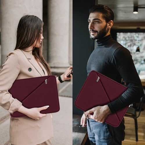 Laptop Sleeve 15.6 inch, Traveling Carrying Computer Bag with Zippered Pocket, Shockproof Protective Laptop Case Compatible for Apple Notebook, HP, Dell, Acer, Asus, Lenovo, Wine Red - color: Wine Red, size: 15.6 inch