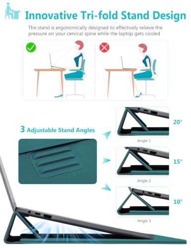 HYZUO 15 Inch Laptop Sleeve Case Bag with Adjustable Stand Feature for MacBook Air 15 M5 A3448 M4 A3241 M3 A3114 M2 A2941 2026-2023, MacBook Pro 15, 15" Surface Laptop 7/6/5/4, Dark Green - color: Dark Green, size: 15 Inch