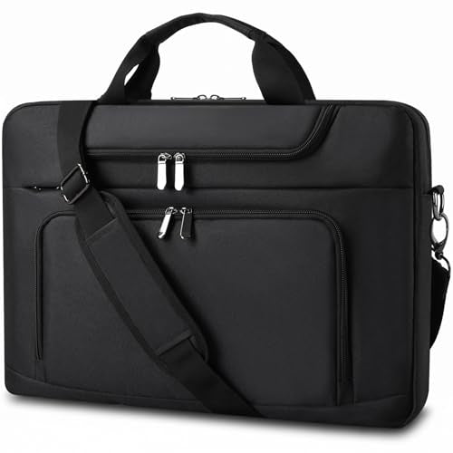 BERTASCHE Laptop Bag 17 17.3 inch for Men Women, Laptop Case Computer Bag for Work Business Trip Laptop Carrying Case w/Shoulder Strap, Black - color: Black, size: 17-17.3 INCH