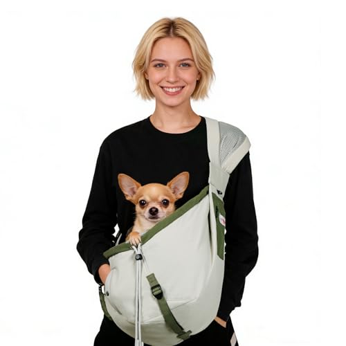 Dog Carrier Sling, Dog Carriers for Small Dogs Up to 20lbs,Army-Green - color: Army-green