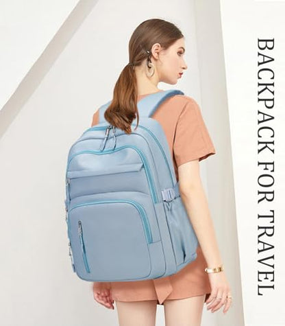JIANYA Laptop Backpack for College Women Travel Backpack Big Student School Bag, Water Resistant Fits 15.6" Notebook - color: Blue