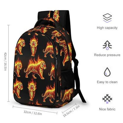 Water Resistant Laptop Backpack Fire Flame Tiger, Business Anti Theft Computer Bag with Water Bottle Pockets for College Men Women - color: Pattern (338)