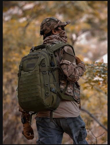 Heavy duty zipper military backpack Outdoor Tactical Backpack，Nylon canvas Knapsack，hiking camping travel Backpack， 3-day backpack，water resistant (army green) - color: Army Green