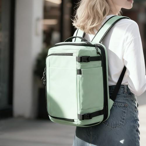Carry On Travel Backpack with Shoe Compartment Flight Approved Laptop Backpack Expandable Work Business Backpack for Women Men Casual Daypack, Light Green - color: Light Green, style: A