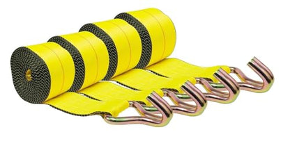 Mytee Products 4 Pack 2" x 27' Winch Straps w/Wire Hook - 3333lbs WLL - Yellow Heavy Duty 2 Inch Cargo Control Tie Down Straps for Flatbed Truck Utility Trailer - color: 4 - Pack, size: 2" x 27'