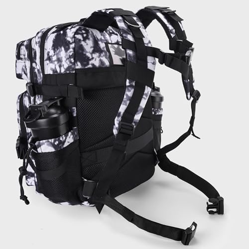 LHI Military Tactical Backpack for Men and Women 45L Army 3 Days Assault Pack Bag Large Rucksack with Shoe Compartment - Blue - color: 1.21 Shoe Compartment(black and White)