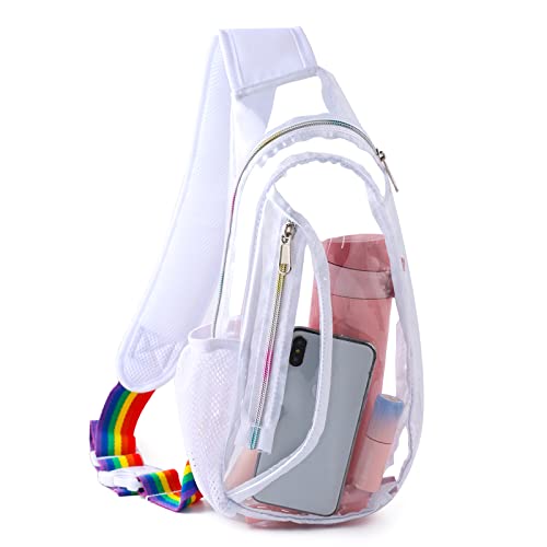 Edraco Clear Sling Sports Bag, Stadium Approved Mini PVC Crossbody Shoulder Backpack, Casual Chest Daypack for Women & Men