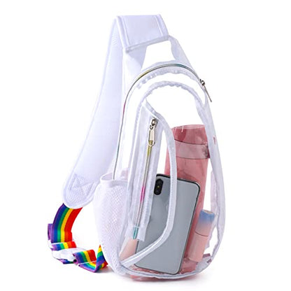 Edraco Clear Sling Sports Bag, Stadium Approved Mini PVC Crossbody Shoulder Backpack, Casual Chest Daypack for Women & Men