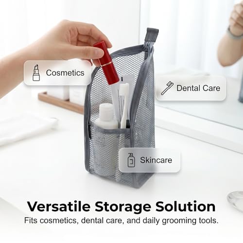 Standing Toiletry Bag, 2026 New Portable Lightweight Travel Toiletry Bag, Organizer Bag Cosmetic Zipper Pouch, Waterproof Dust-Free Stand-Up Small Toiletry Stationery Bag (1, White) - color: White