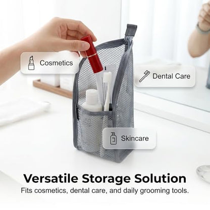 Standing Toiletry Bag, 2026 New Portable Lightweight Travel Toiletry Bag, Organizer Bag Cosmetic Zipper Pouch, Waterproof Dust-Free Stand-Up Small Toiletry Stationery Bag (1, White) - color: White