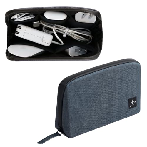 simtoper Small Electronics Organizer Travel Case – Slim Travel Cable Pouch for Small Tech Accessories, Cords, Chargers, Earbuds – Lightweight Mini Tech Bag for Backpack, Business, Travel (Blue) - color: Blue, size: Small