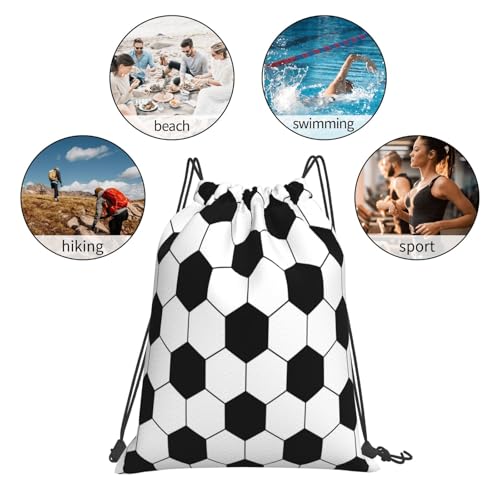 Soccer Football Ball Drawstring Bag Sport Gym Backpack Beach Travel Sack Draw String Yoga Bag For Men Women - color: Soccer Football Ball