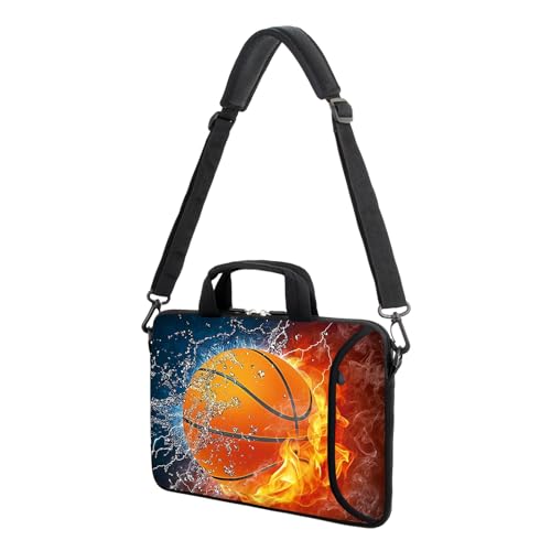 AMARY 15.4" 15.6" laptop sleeve adjustable shoulder strap with handle accessory pocket for men women (Hot basketball) - color: Hot Basketball
