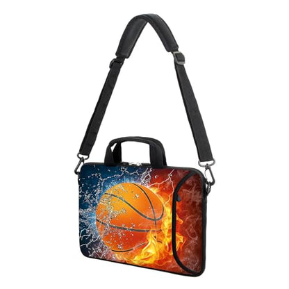 AMARY 15.4" 15.6" laptop sleeve adjustable shoulder strap with handle accessory pocket for men women (Hot basketball) - color: Hot Basketball
