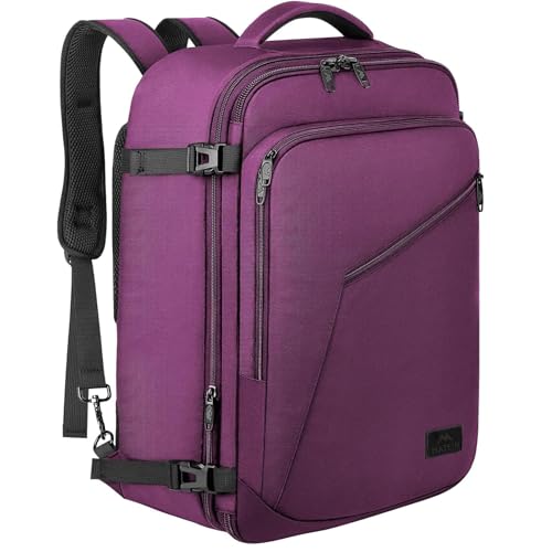 MATEIN Carry on Backpack for Women, 27L Flight Approved Backpack for Teacher Nurse, Fashion Expandable Airline Daypack for Plane, Lightweight Hiking Weekend Back Pack, Traveler Gifts, Purple - color: Purple, size: Large