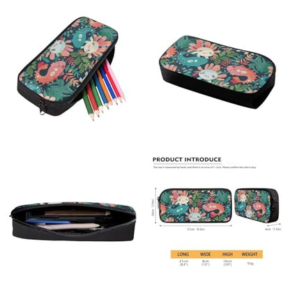 Cute Axolotl Leaves Backpack Set with Lunch Bag Pencil Case Water Bottle Holder Fashion Backpack for Kids Trendy Bookbag for Girls Elementary Middle School Student Schoolbag Set - color: Cute Axolotl Leaves