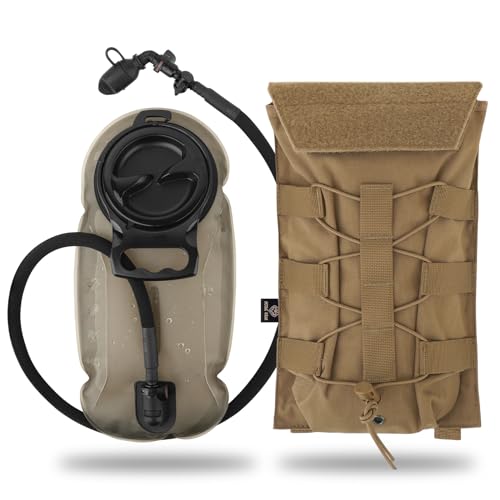 PETAC GEAR 1.5L / 3L Tactical Hydration Pack，Molle Carrier Pouch for 50 oz /100 oz Hydration Bladder Daypack Water Backpack. - color: CB, size: 1.5L combination set