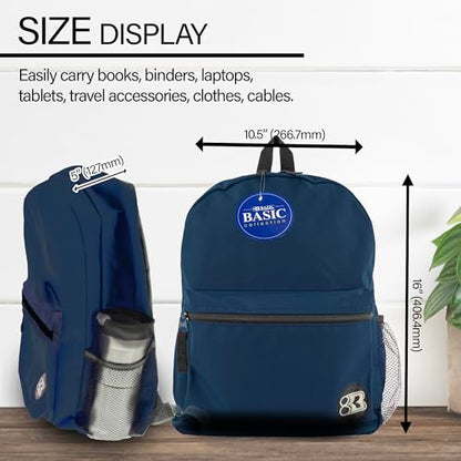 BAZIC PRODUCTS 16 in Navy Blue Basic School Backpack - color: Navy Blue, size: 1-Pack