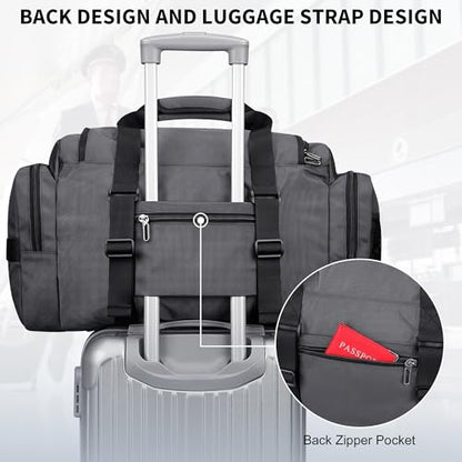 WITZMAN Duffle Bag for Men Large Overnight Carry On Weekender Bag with Shoe Compartment Sports Gym Duffle Bags for Traveling(B719 Silvery Grey) - color: Silvery Grey