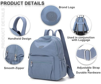 Pealwel Mini Backpack Purse for Women,Small Nylon backpacks for Ladies Backpacks Women Anti Theft Travel Bag (Light Blue) - color: Light Blue