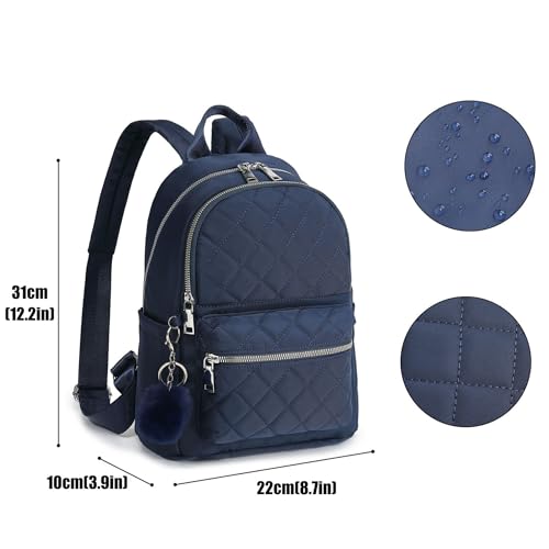 TANTOMI Mini Backpack Purse for Women Lightweight Small Backpack Purse Travel bookbag with Pom - color: Blue