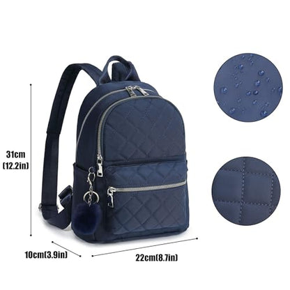 TANTOMI Mini Backpack Purse for Women Lightweight Small Backpack Purse Travel bookbag with Pom - color: Blue