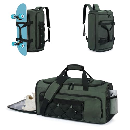 CLUCI Gym Bag for Men & Women, 35L Sports Duffle Bag for Travel,4 in 1 Weekender Bag,Overnight Backpack with Shoe Compartment,Carry on Duffel Bag for Airplane - color: 1-Green