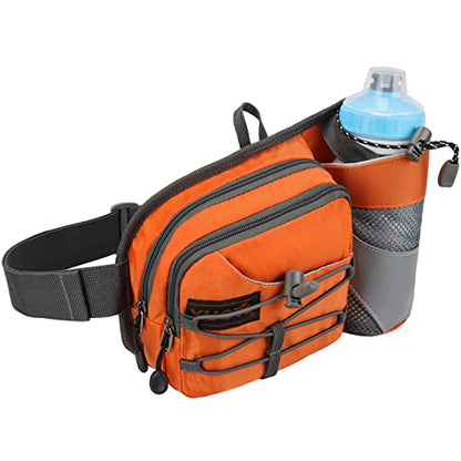 Waist Pack with Water Bottle Holder for Running Walking Hiking Fanny Pack Hydration Belt - color: Orange