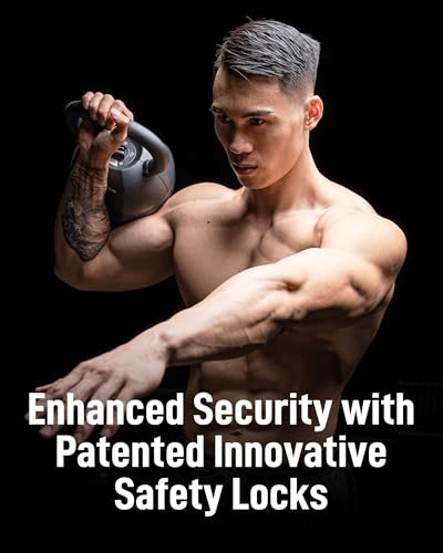 BYZOOM FITNESS Pure Series Adjustable Kettlebell 30/40/50LB - 5-IN-1 Weight Change, Patented Quick-Change Machenism, Ergonomic Curved Handle for Home Gym, Strength Training, HIIT, White OR Black - color: 50LB Black