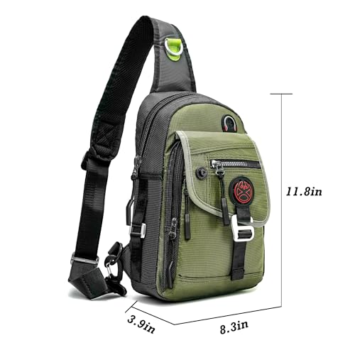 NICGID Sling Bag Chest Shoulder Backpack Crossbody Bags for Tablet Laptop Outdoor Hiking Men Women - color: Army Green-2629