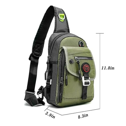 NICGID Sling Bag Chest Shoulder Backpack Crossbody Bags for Tablet Laptop Outdoor Hiking Men Women - color: Army Green-2629