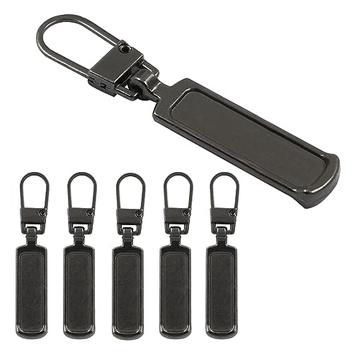 Hitefu 6PCS Zipper Pull Replacement, Upgraded Zipper Tags Cord Pulls for Purse Jacket Backpack Boots Coat Suitcase Jeans Luggage Dresses, Universal Zipper Slider Handle Mend Kit, (Gun-Black) - style: Gun-Black