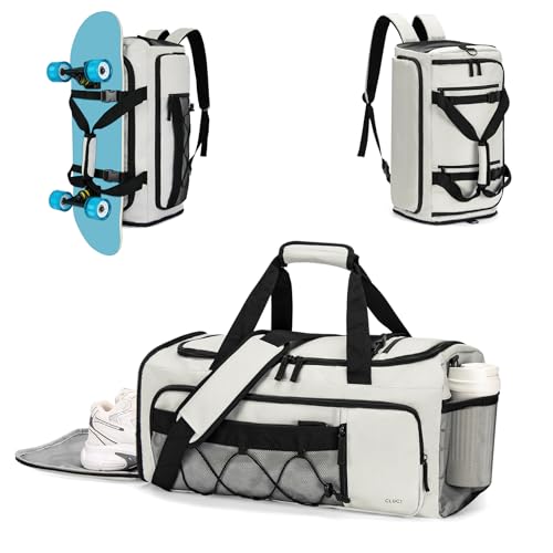 CLUCI Gym Bag for Men & Women, 35L Sports Duffle Bag for Travel,4 in 1 Weekender Bag,Overnight Backpack with Shoe Compartment,Carry on Duffel Bag for Airplane - color: 1-Grey