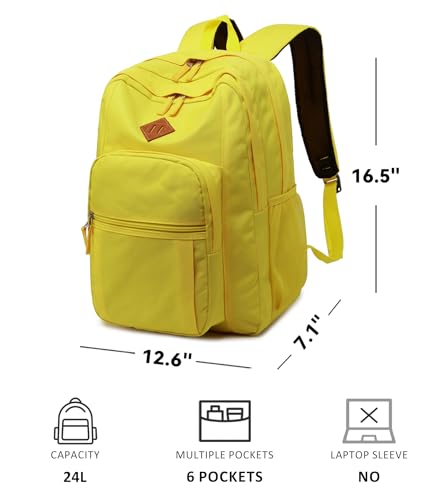 abshoo Classical Basic Womens Travel Backpack For College Men Water Resistant Bookbag (Yellow) - color: Yellow, size: 16.5 Inc