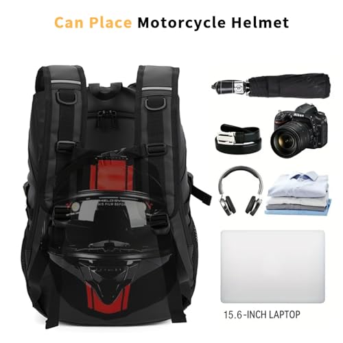 Motorcycle Helmet Backpack，15.6-inch Laptop Compartment, High Reflective Strips, Ideal for Riders’ Commuting & Fitness.