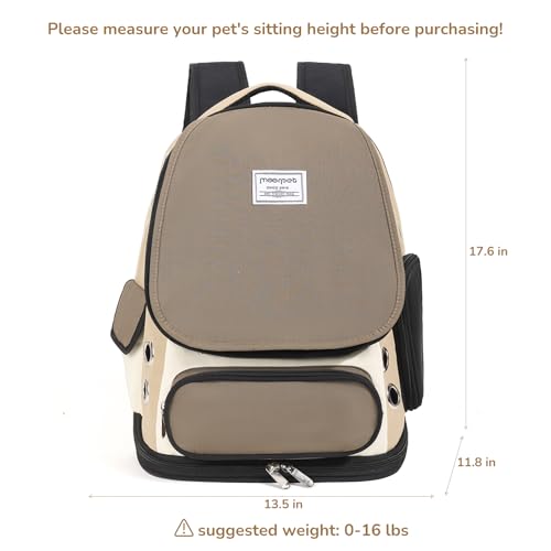 Cat Backpack Carrier, TSA Airline Approved Pet Travel Bag for Small Medium Dogs, Ventilated Hiking Camping Backpack for Cats, Kitten and Puppy up to 18 lbs, Khaki Mesh - color: Khaki Mesh