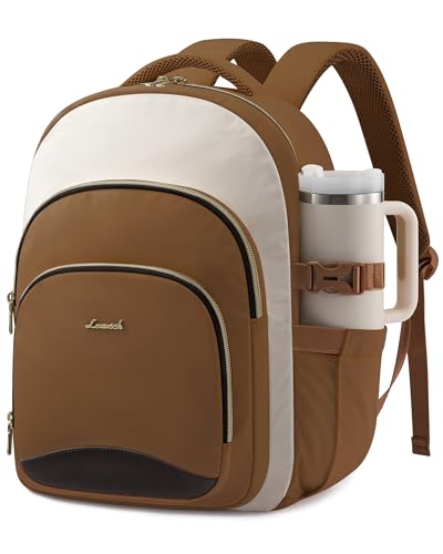 LOVEVOOK Laptop Backpack for Women, 15.6-Inch Work Backpack, College Bookbag Casual Personal Item Travel Bag Business Computer Daypack for Teacher Nurse, Gift - color: Brown-beige, size: 15.6 Inch