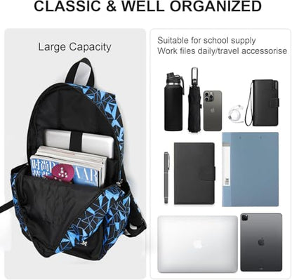 Travel Laptop Backpack, Business Slim Sturdy Water Resistant School Backpack, Gift for Men & Women, Fits 15.6 Inch Notebook - color: Black-blue