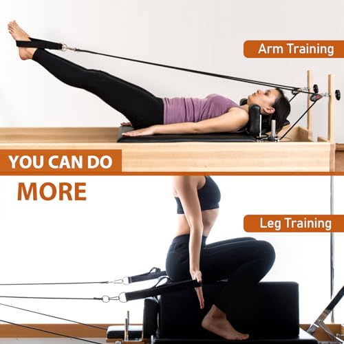 TOBWOLF Pilates Straps - Double Loop D-Ring Straps for Reformer, Padded, Home Gym Workout - color: Black