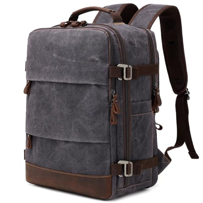 BOVIP Travel Backpack for Men Carry On Backpack Flight Approved Personal Item Backpack, 17 inch Laptop Backpack Casual Daypack Weekender Business Hiking Backpack, Black Gray - color: Black Gray, size: 17 inch