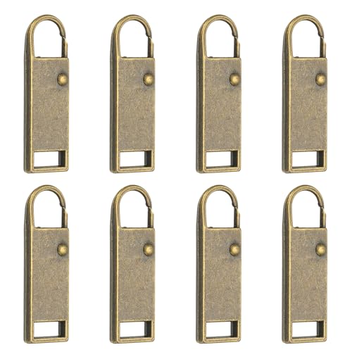 uxcell 8Pcs Zipper Pull Replacement, Metal Zipper Handle Mend Fixer Tab Repair for Luggage Suitcase Backpack Jacket Bags Boots Coat Handbags, Bronze Large - color: Bronze, size: Large
